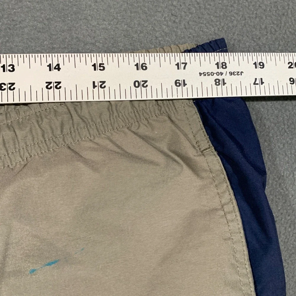 Nike Track Pants Men Medium Khaki Navy Blue Side Stripe Cargo Windbreaker Y2K